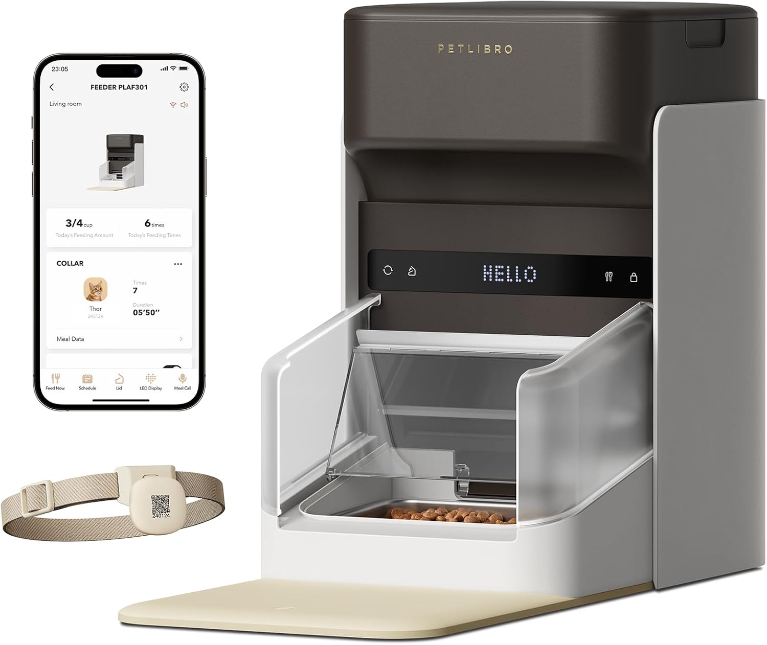 PETLIBRO RFID自動給餌器と専用首輪タグの公式商品画像