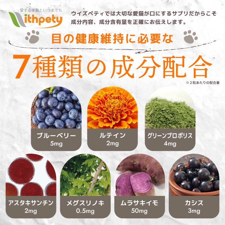 毎日愛眼（猫用）の与え方と成分を紹介する公式提供画像