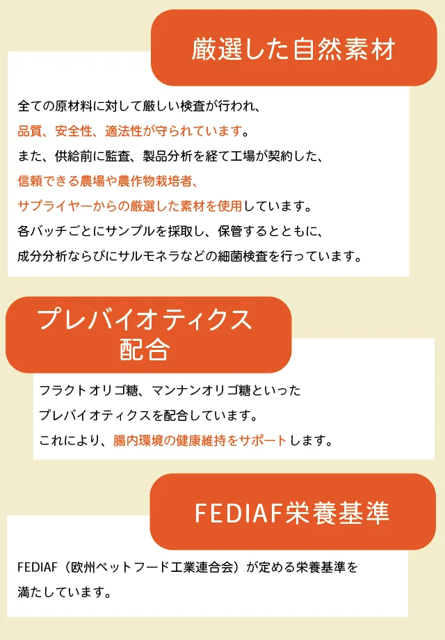 WOLF INSIGHT公式LPに掲載された自然由来の原材料とFEDIAF基準に関する説明